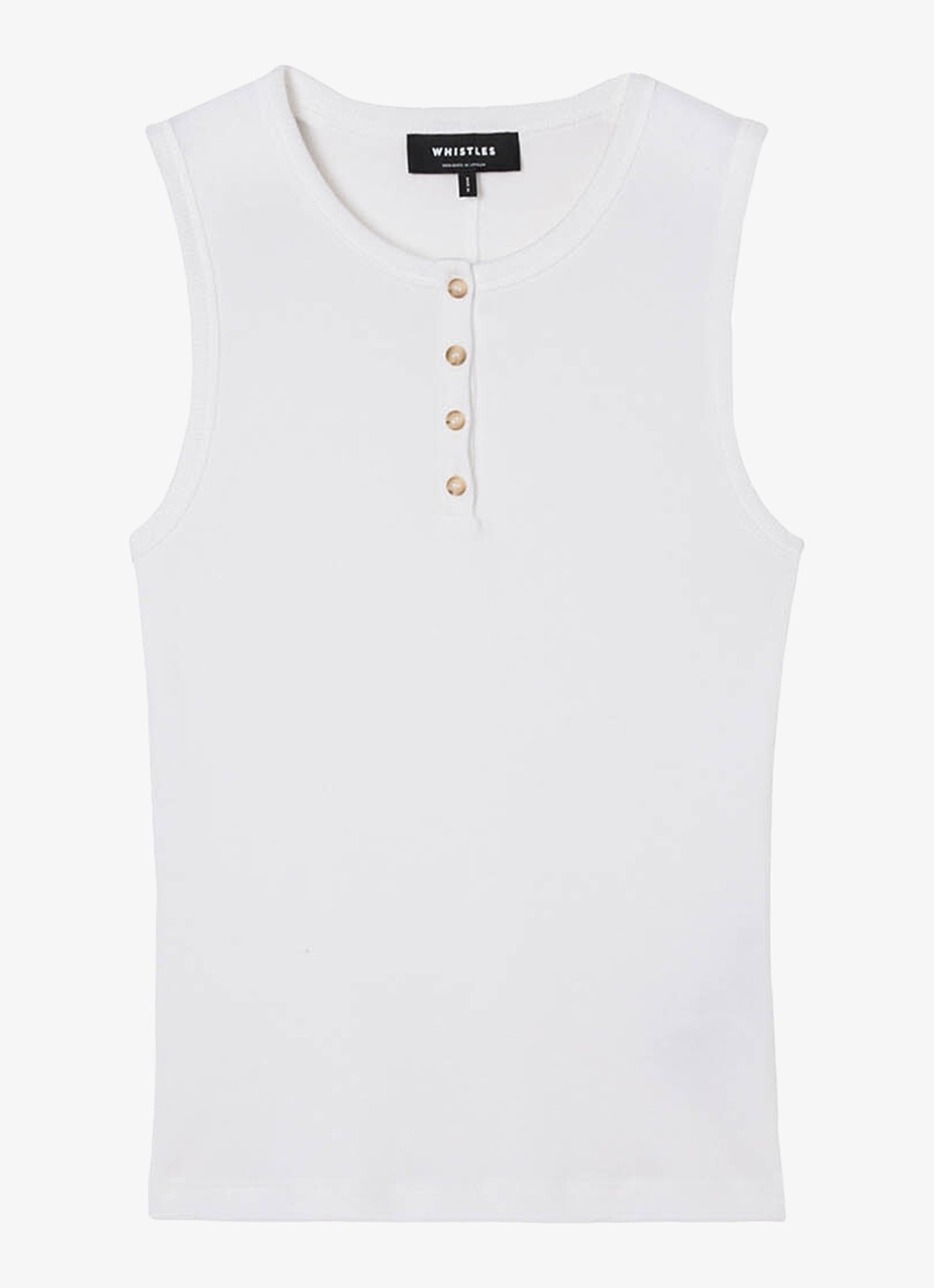 Whistles Henley mouwloze top met ribstructuur - voorkant 5 wit
