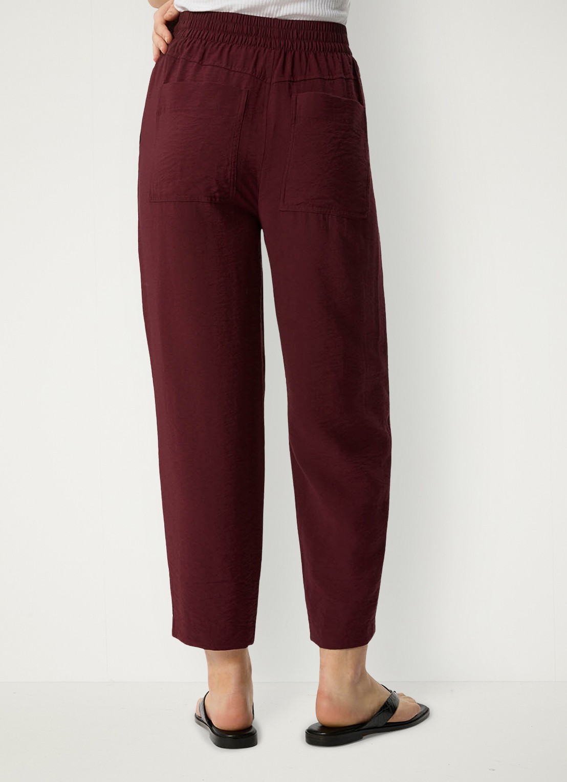 Whistles High waist cropped straight fit broek met steekzakken - achterkant 3 bordeauxrood