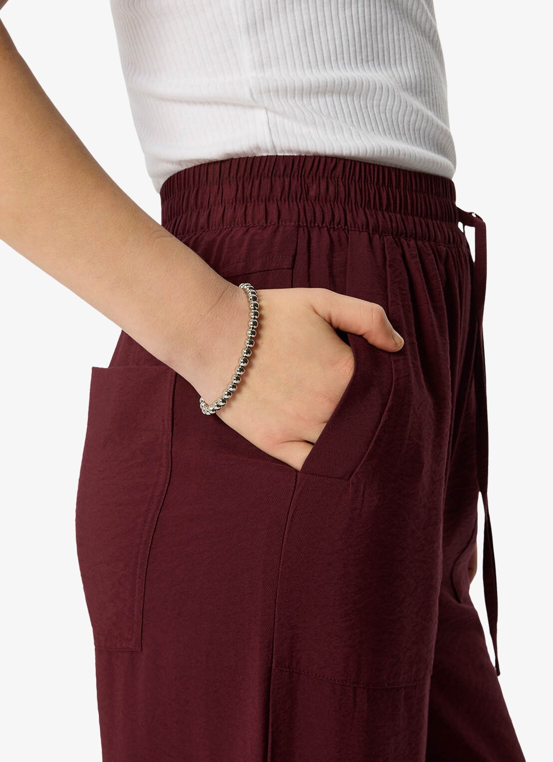 Whistles High waist cropped straight fit broek met steekzakken - detail 5 bordeauxrood