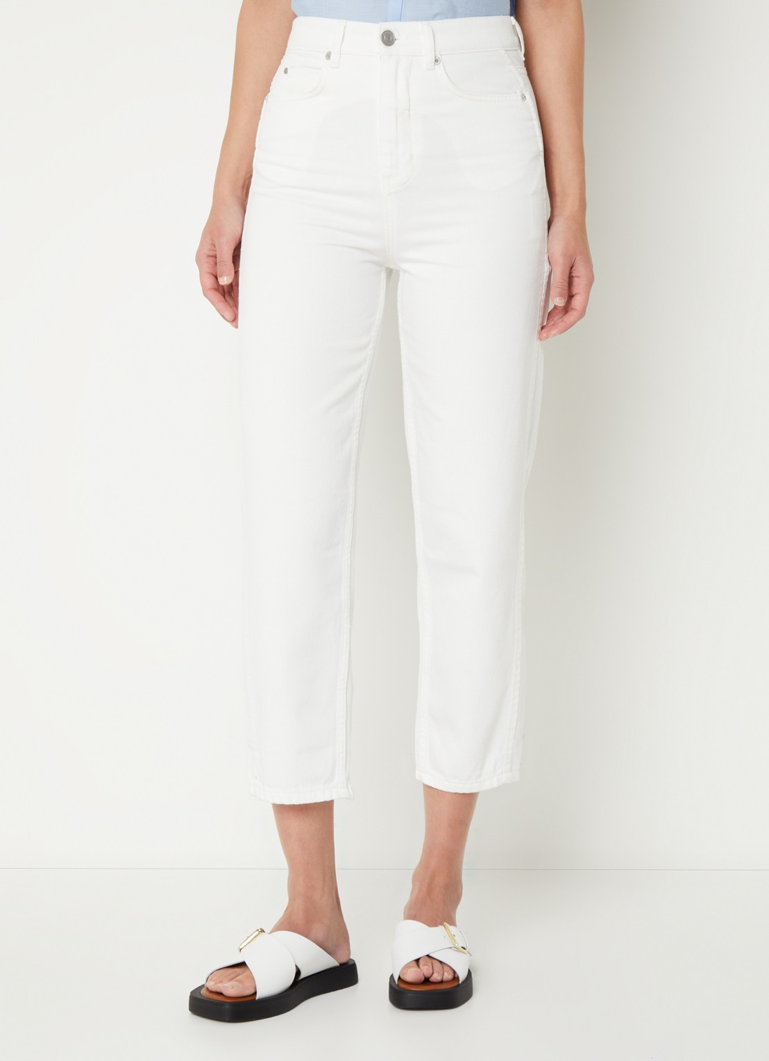 Whistles High waist cropped tapered jeans met gekleurde wassing - detail wit