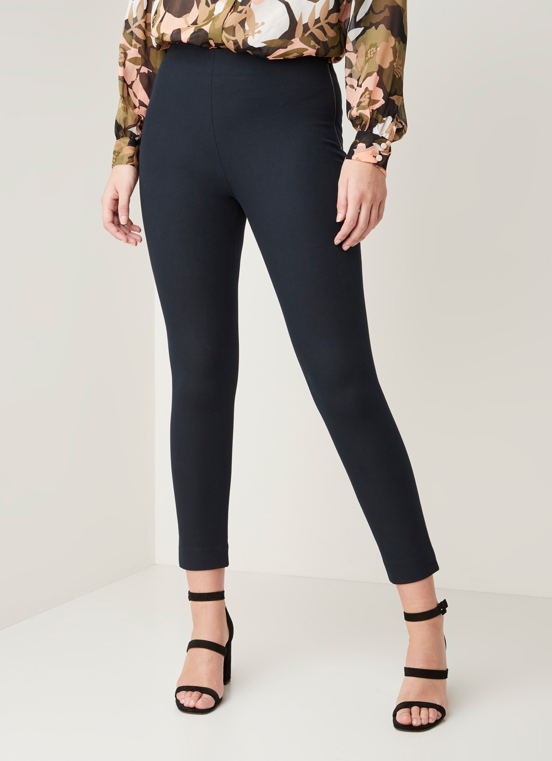 Whistles High waist slim fit pantalon met stretch  - detail 2 donkerblauw