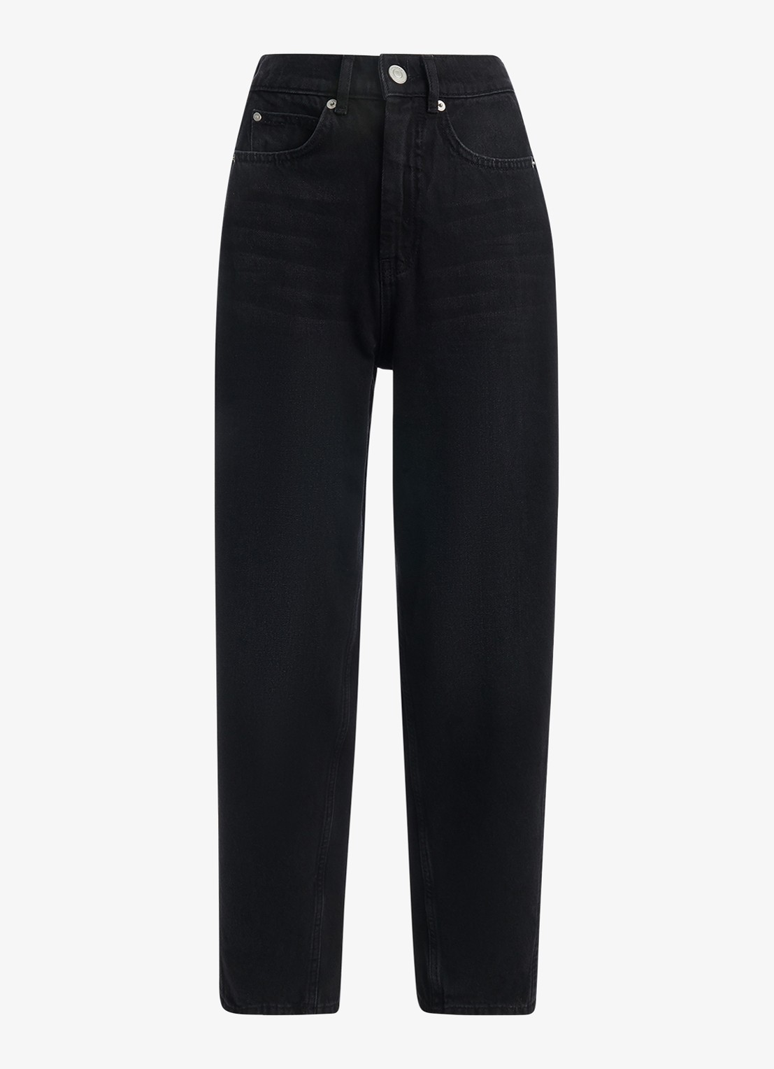 Whistles High waist straight fit cropped jeans met gekleurde wassing - voorkant 4 zwart