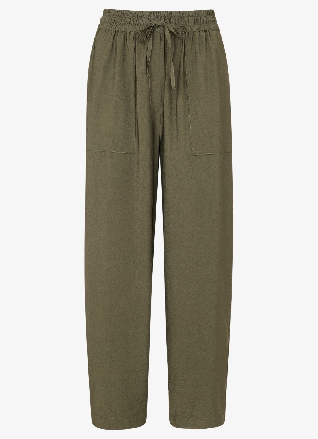 Whistles High waist tapered fit broek met steekzakken - voorkant 4 bronsgroen