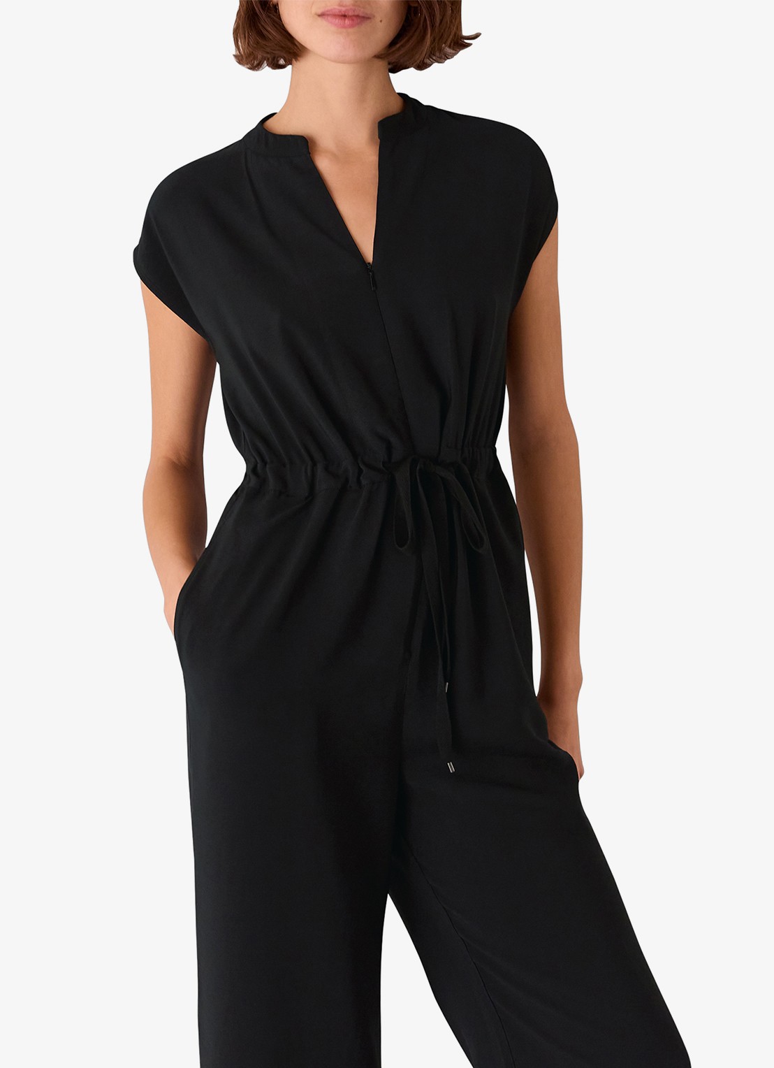 Whistles Hollie straight fit jumpsuit met steekzakken - detail 4 zwart