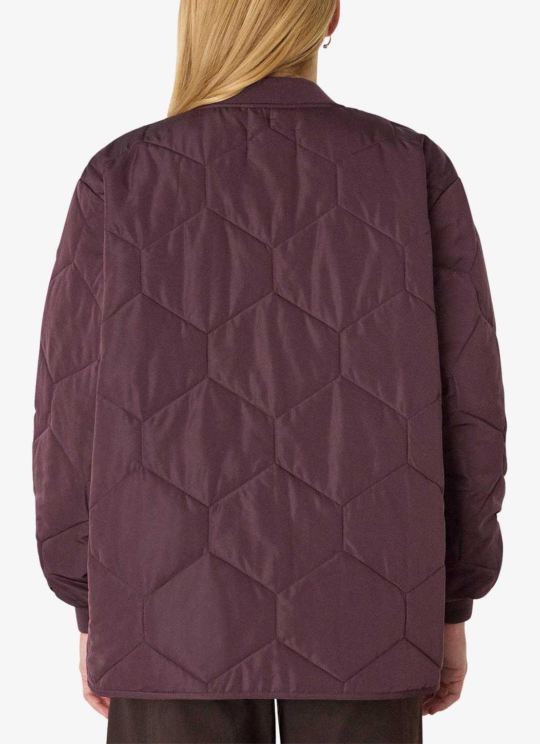Whistles Ida gewatteerd jack met quilt patroon - achterkant 2 bordeauxrood
