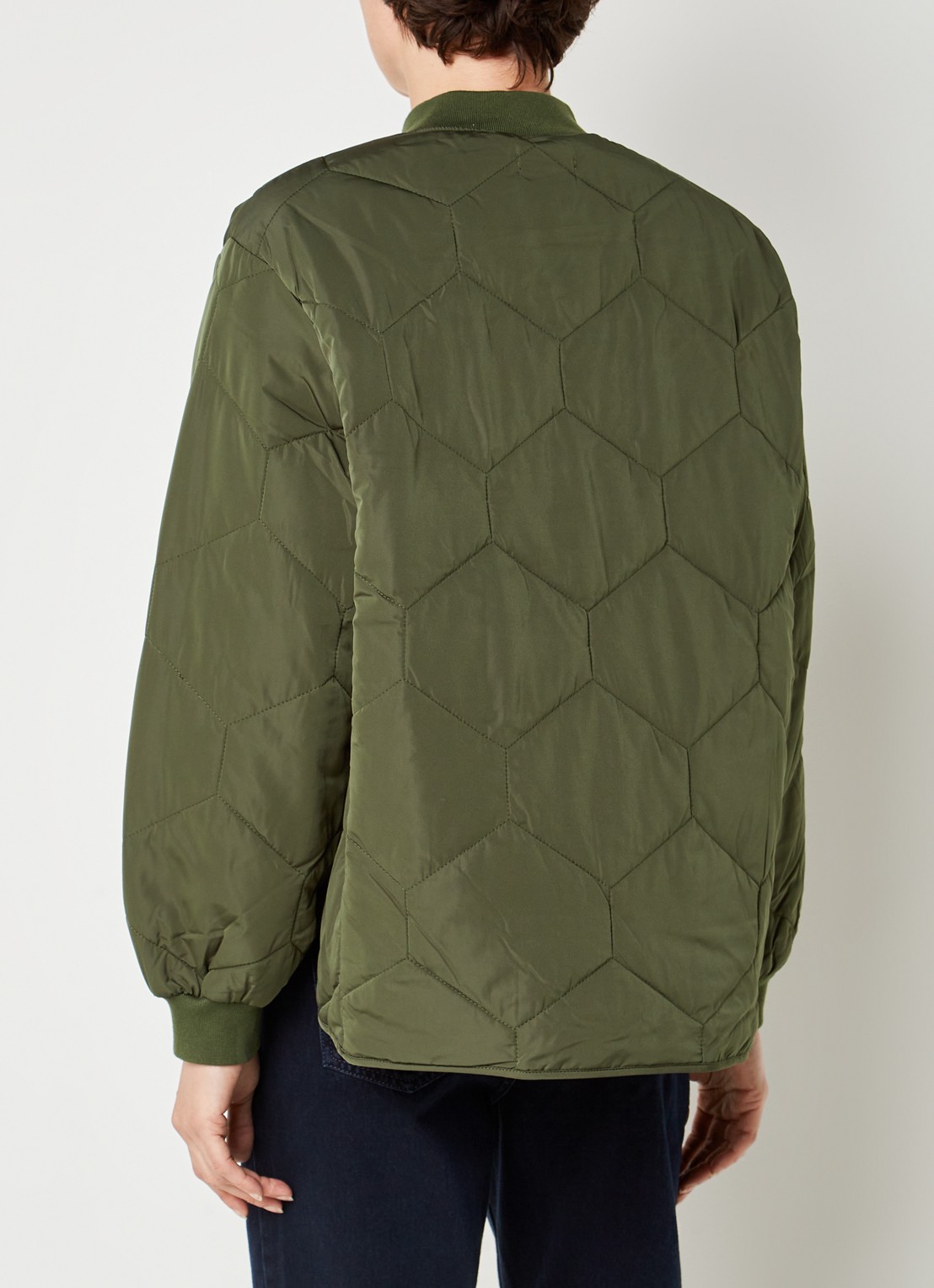 Whistles Ida jack met quilt patroon en steekzakken - achterkant 4 legergroen