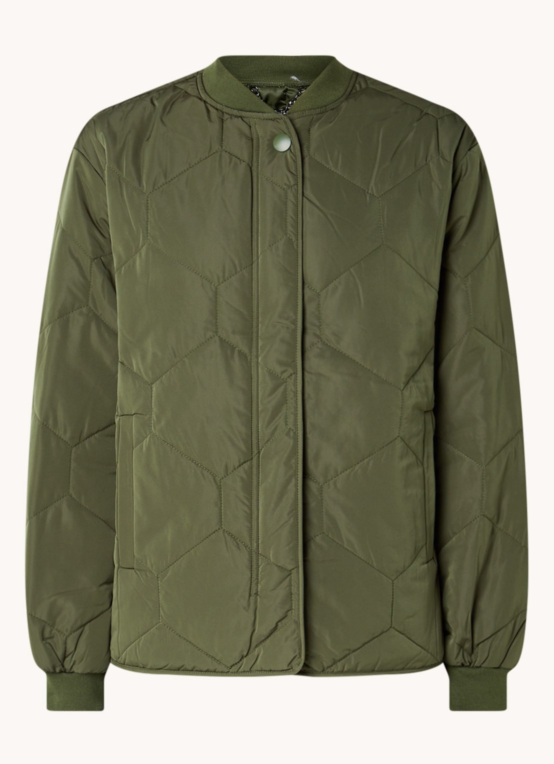 Whistles Ida jack met quilt patroon en steekzakken - voorkant 2 legergroen