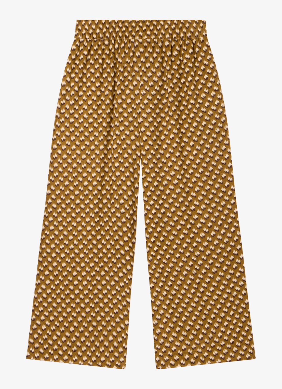 Whistles Ikat high waist wide fit palazzo met steekzakken - voorkant 2 bronsgroen