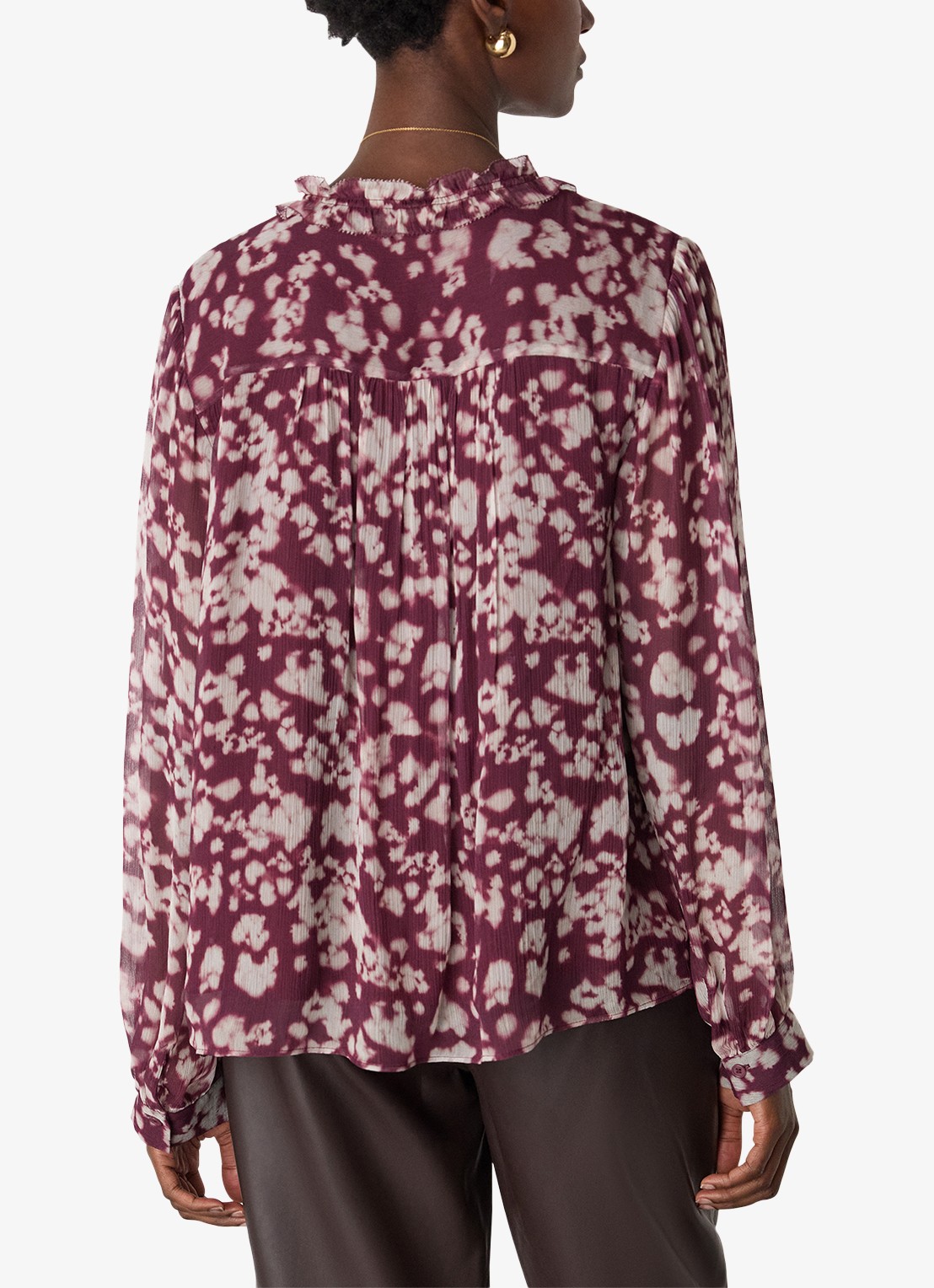 Whistles Inky blouse met V-hals - achterkant bordeauxrood