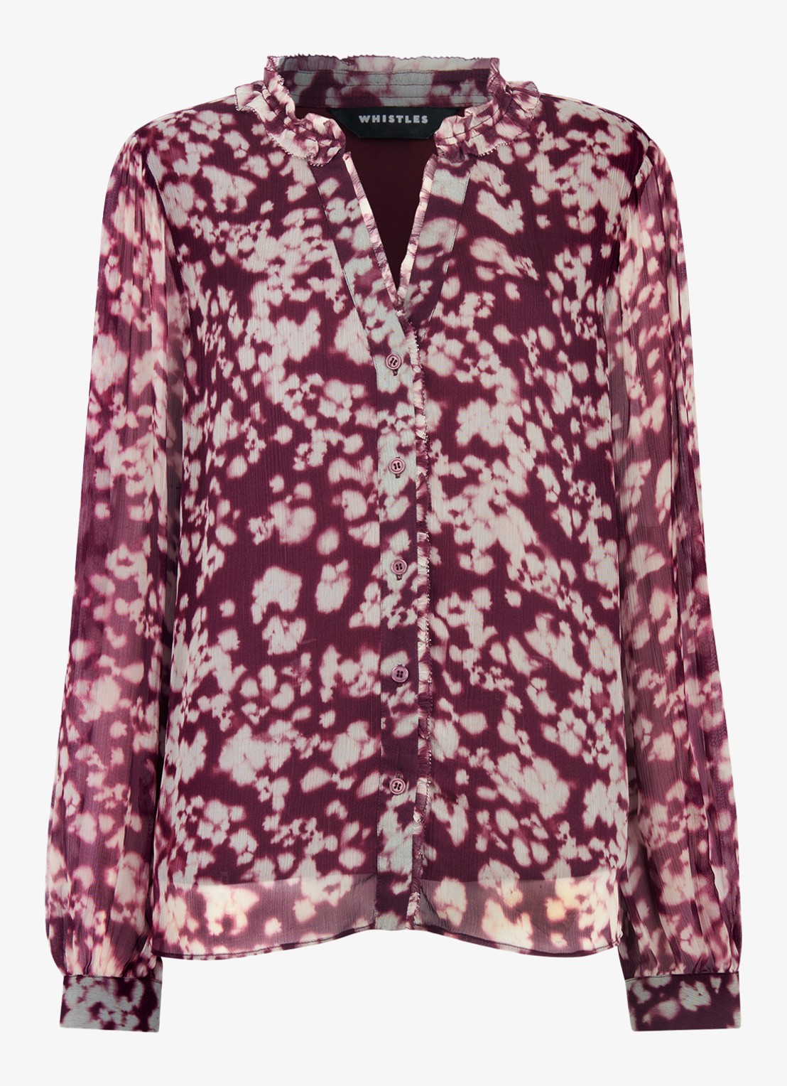 Whistles Inky blouse met V-hals - voorkant 2 bordeauxrood