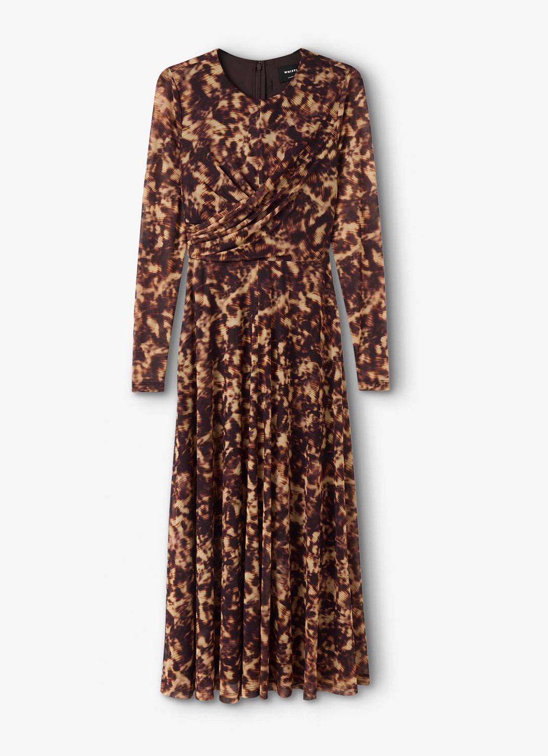 Whistles Jurk van mesh met plooien en dierenprint - voorkant 5 bruin