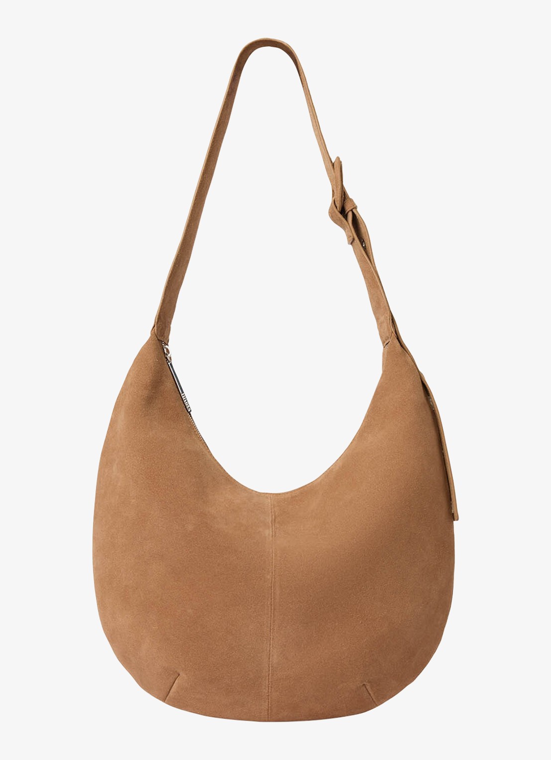 Whistles Large Sia crossbodytas van suède - voorkant 4 lichtbruin