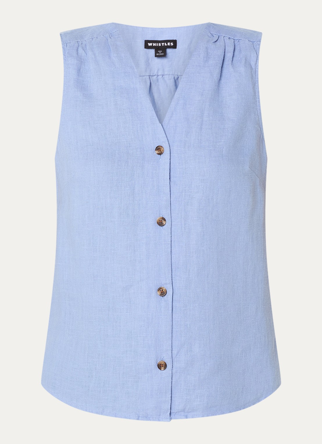 Whistles Laura gilet van linnen - voorkant 3 blauwgrijs