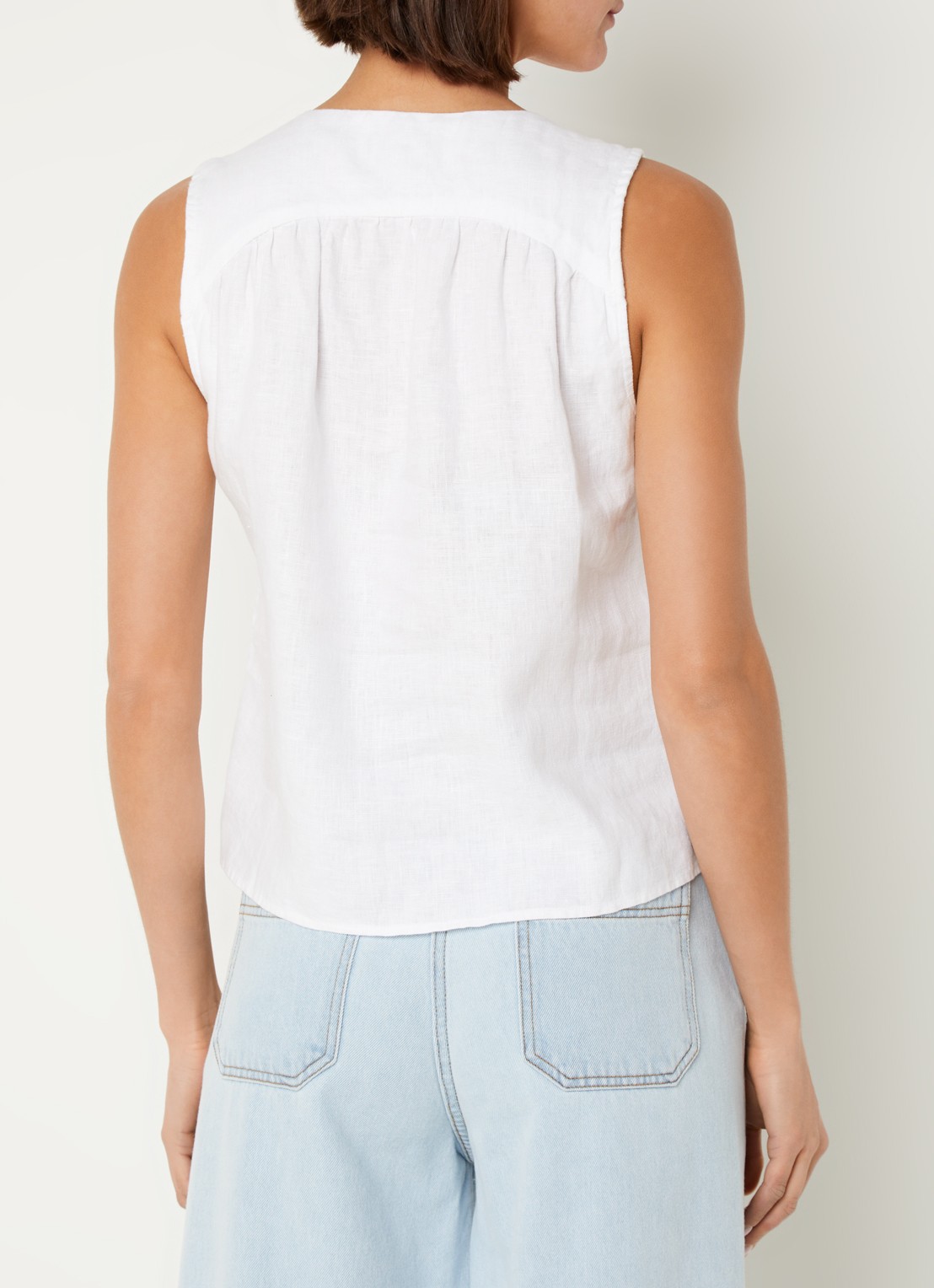 Whistles Laura mouwloze blouse van linnen - achterkant 4 wit