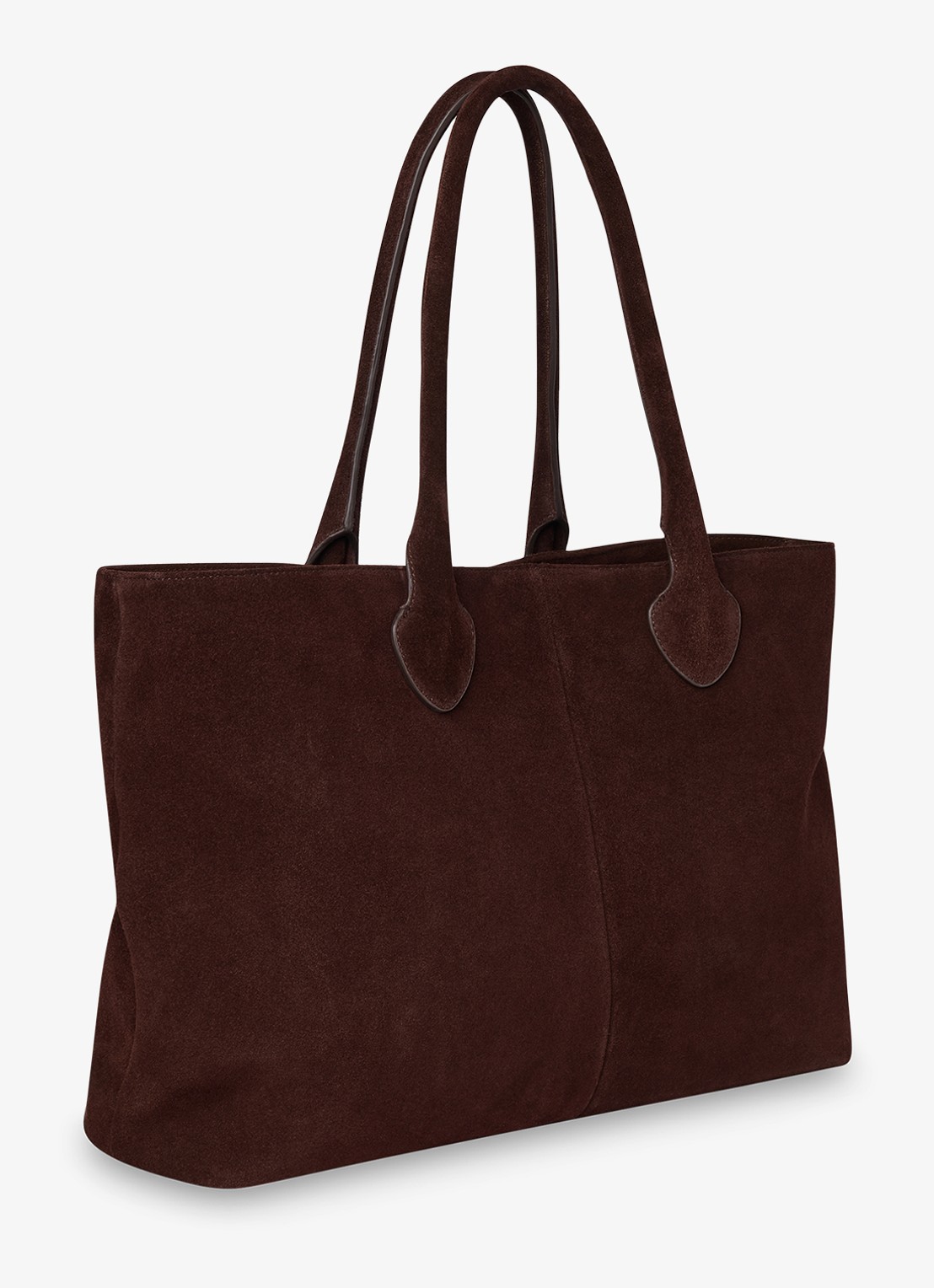 Whistles Leandra shopper van suède - voorkant 4 chocoladebruin
