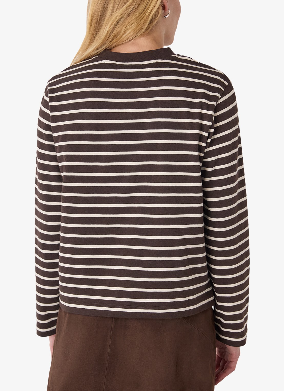 Whistles Longsleeve met streepprint - achterkant bruin