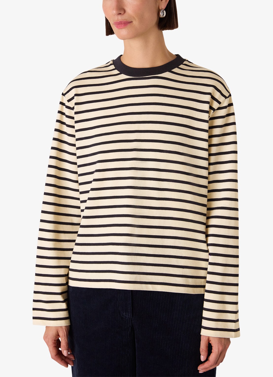 Whistles Longsleeve met streepprint - detail 2 creme
