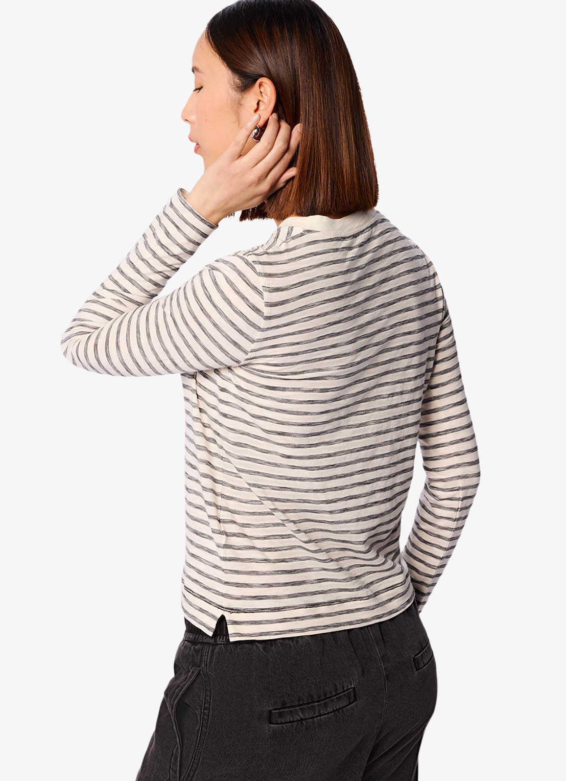 Whistles Longsleeve met streepprint - detail 2 beige