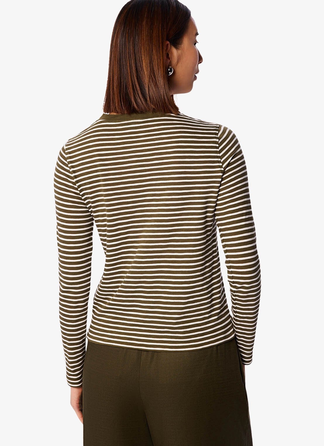 Whistles Longsleeve met streepprint - achterkant khaki