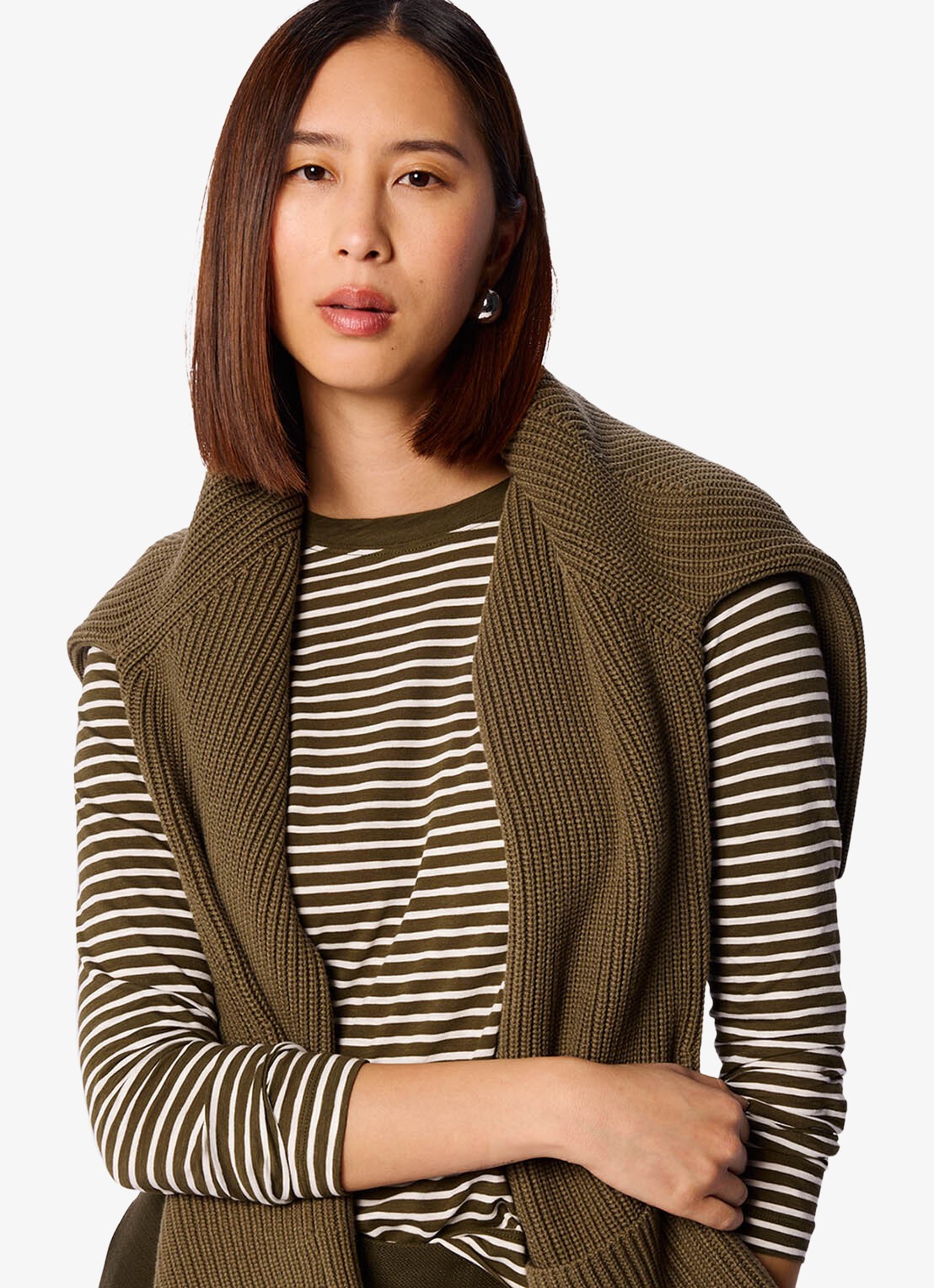 Whistles Longsleeve met streepprint - detail 6 khaki