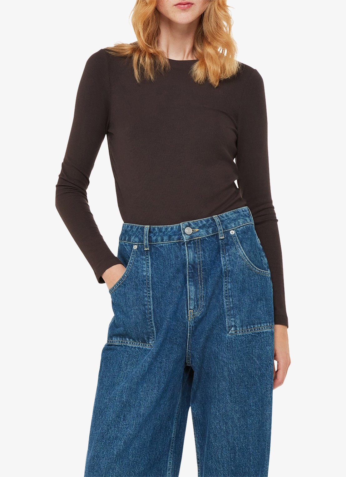 Whistles Longsleeve met stretch - detail 3 bruin