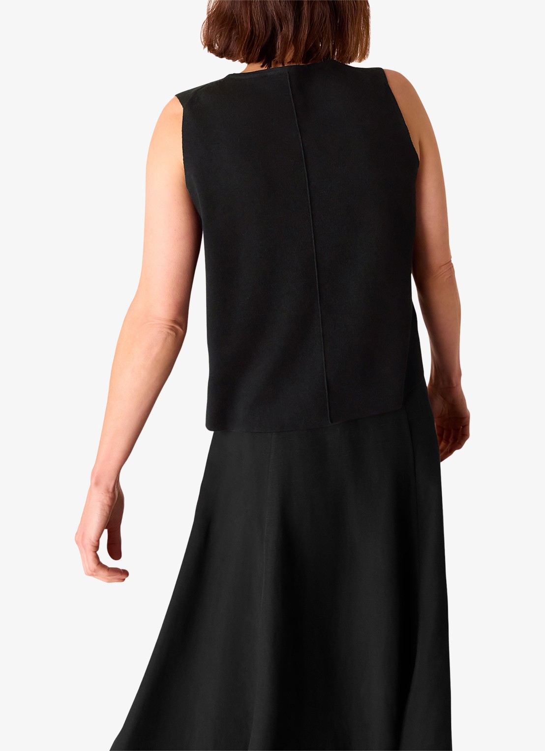 Whistles Lucy fijngebreid gilet met stretch - achterkant 4 zwart