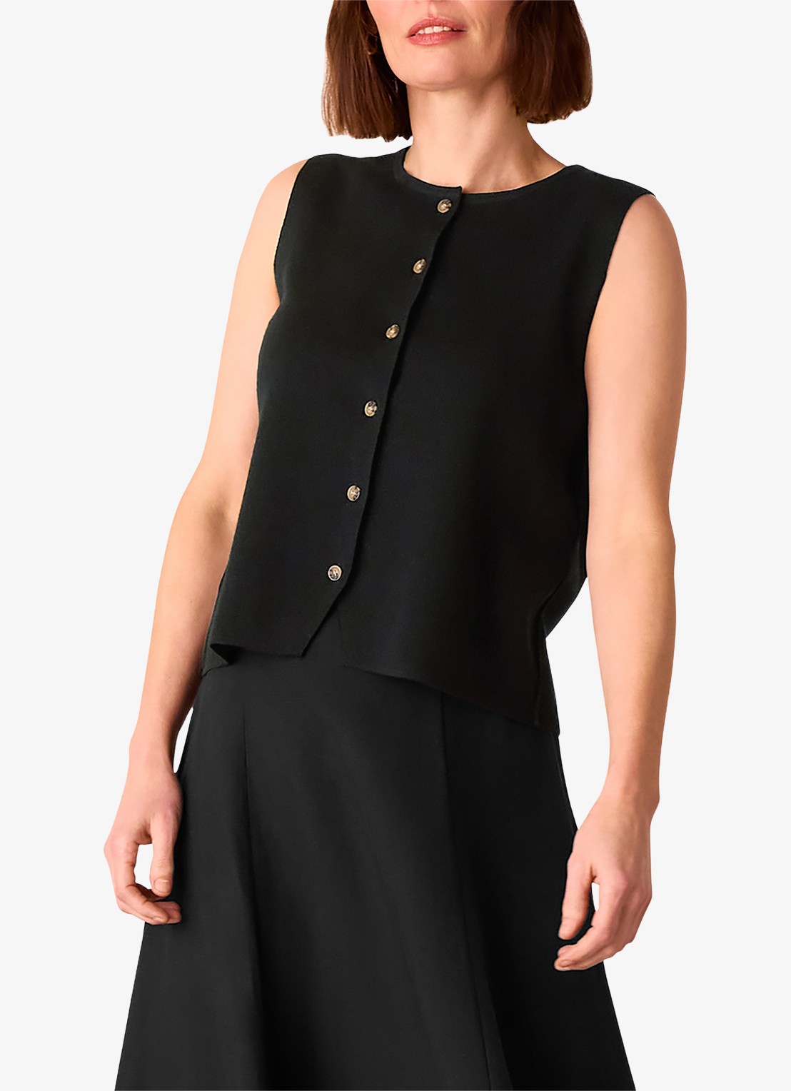 Whistles Lucy fijngebreid gilet met stretch - detail 2 zwart