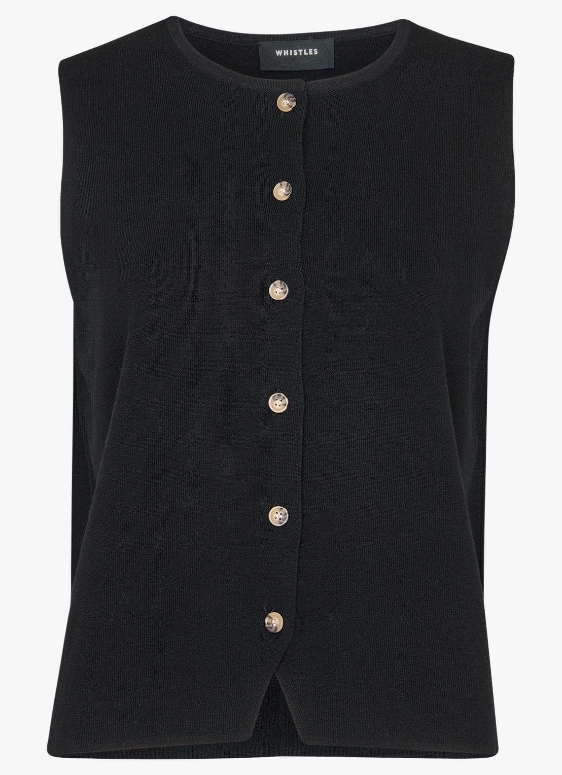 Whistles Lucy fijngebreid gilet met stretch - voorkant zwart