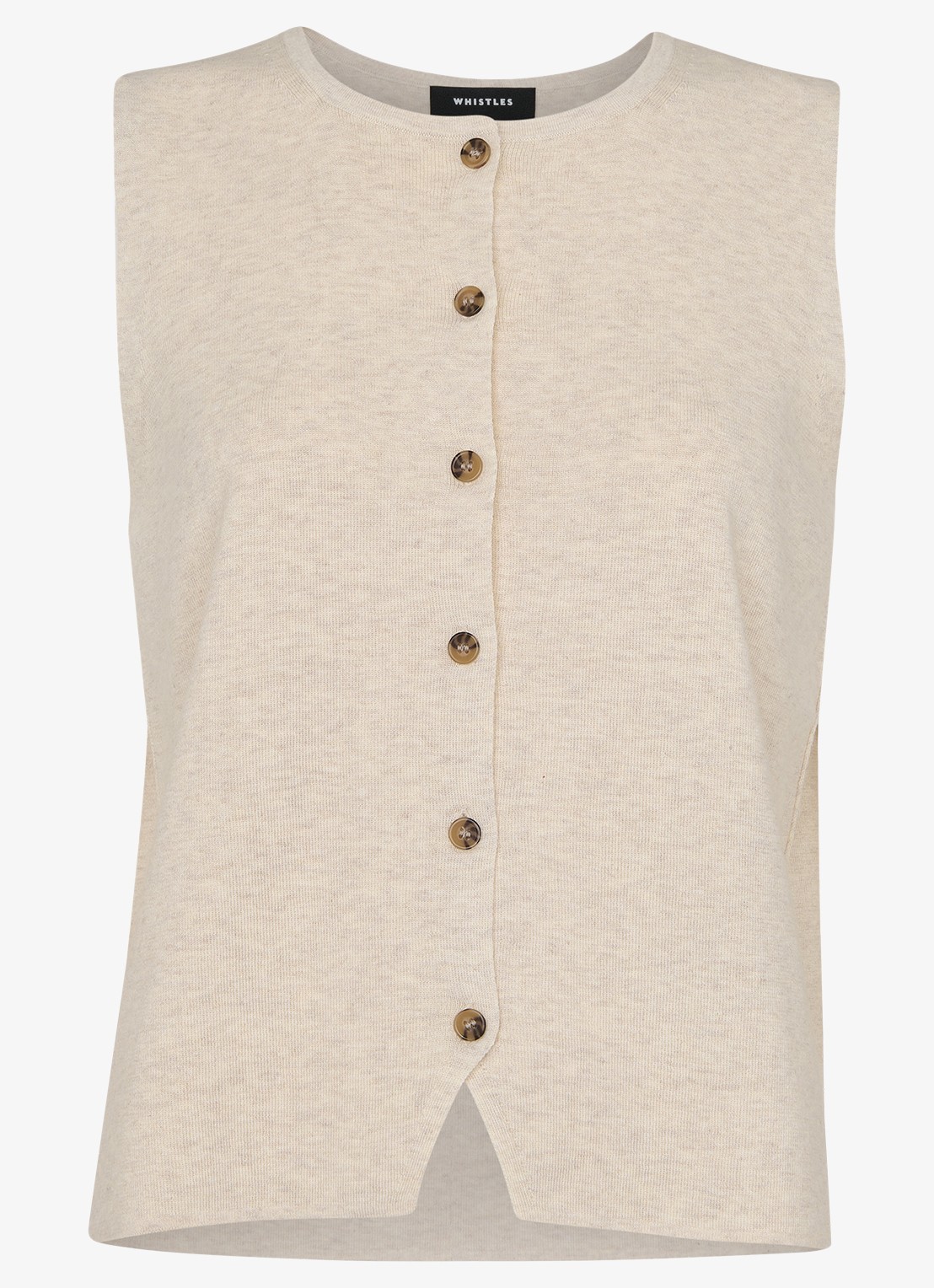 Whistles Lucy fijngebreid gilet met stretch - voorkant creme