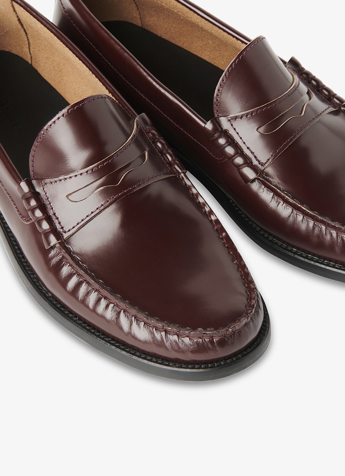 Whistles Manni Slim loafer van leer  - detail 4 bordeauxrood