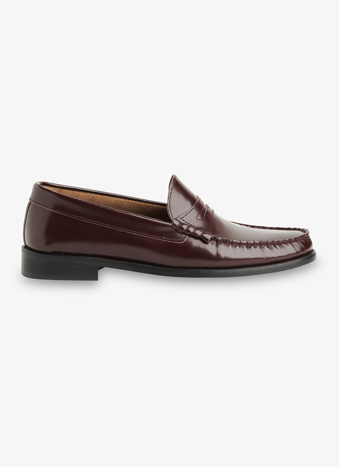 Whistles Manni Slim loafer van leer  - voorkant bordeauxrood