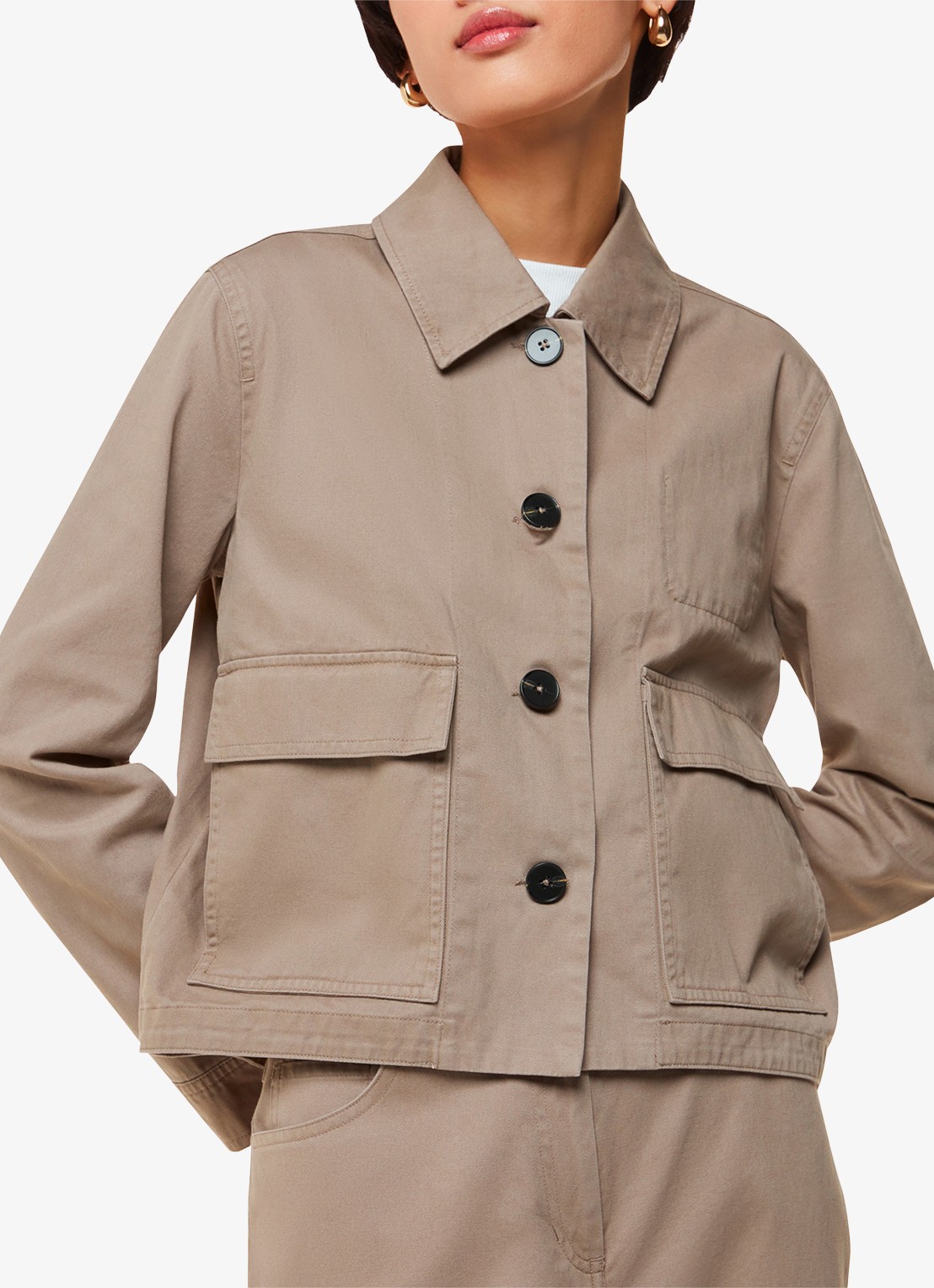 Whistles Marie jack met klepzakken - detail khaki