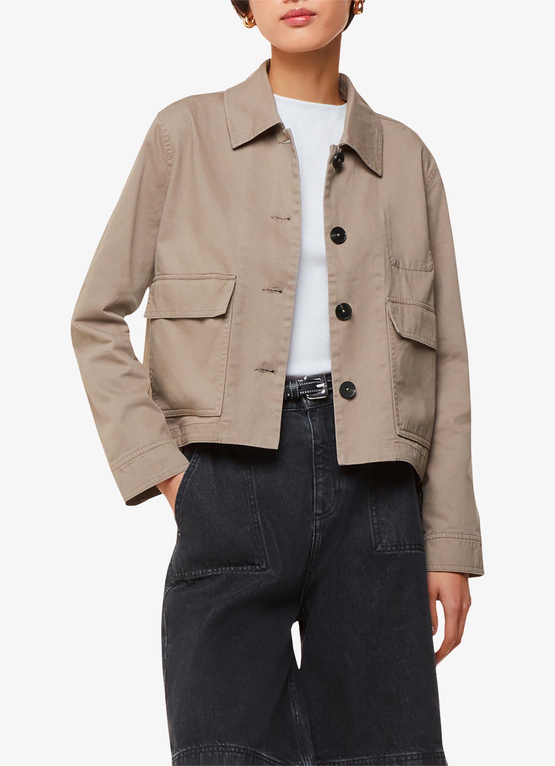 Whistles Marie jack met klepzakken - voorkant 3 khaki
