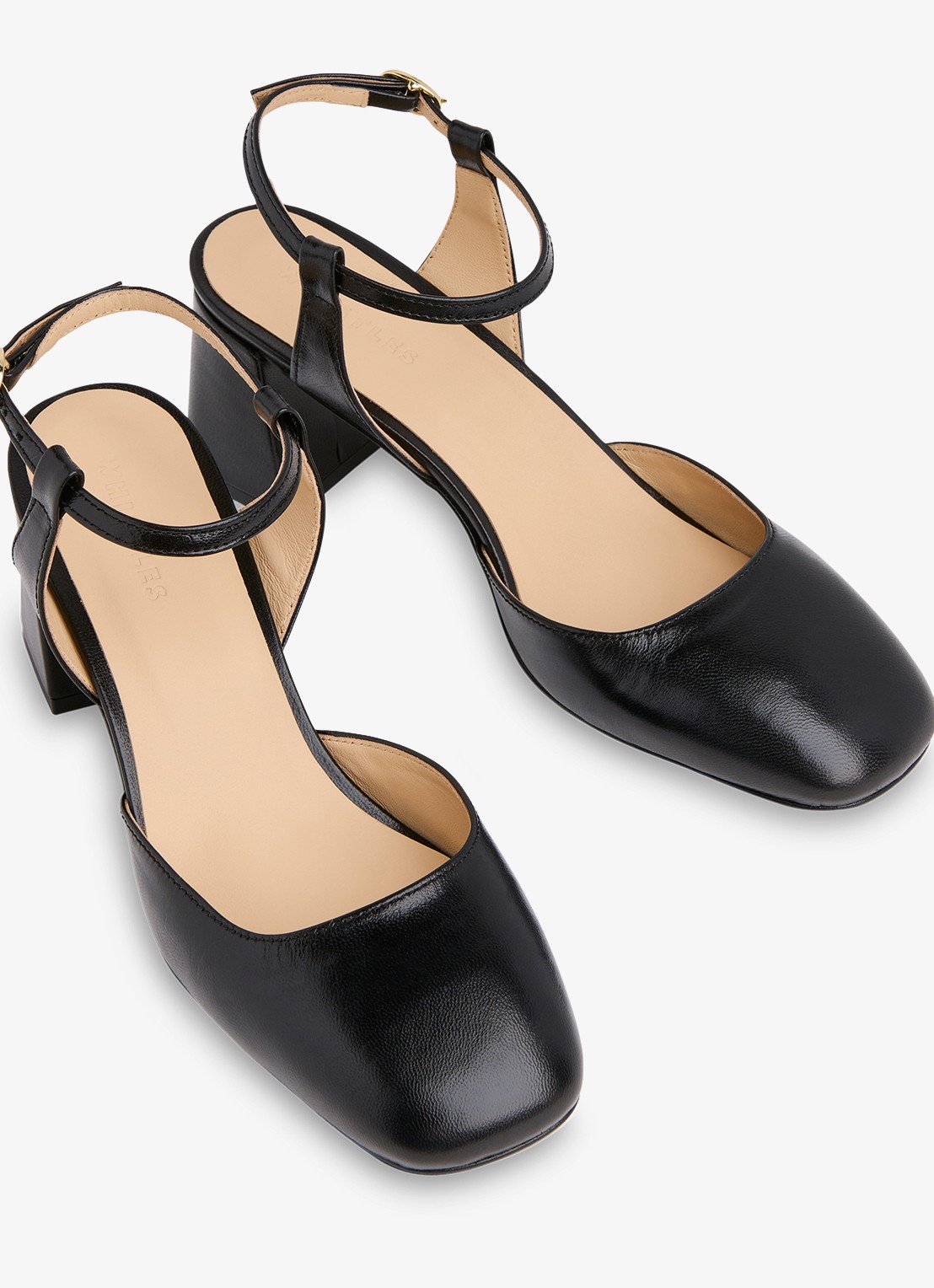 Whistles Matilda slingback van geitenleer - detail 2 zwart