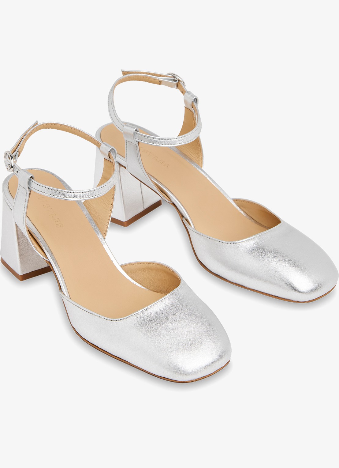 Whistles Matilda slingback van geitenleer - detail 2 zilver