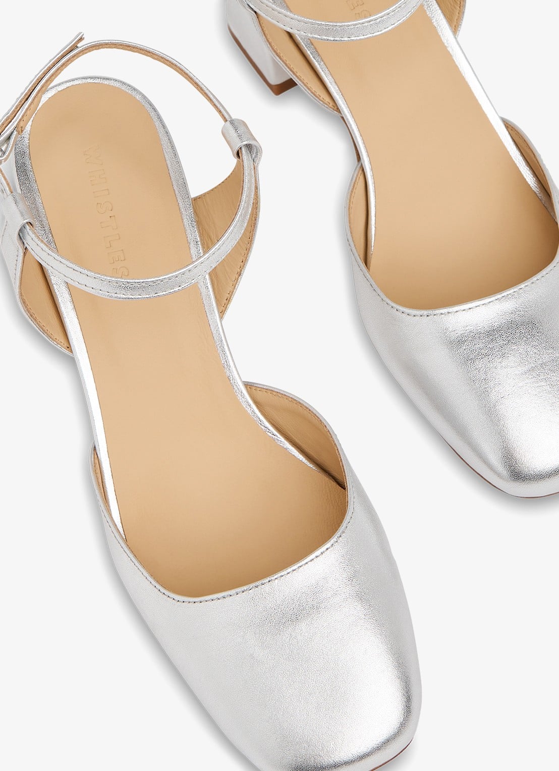 Whistles Matilda slingback van geitenleer - detail 3 zilver