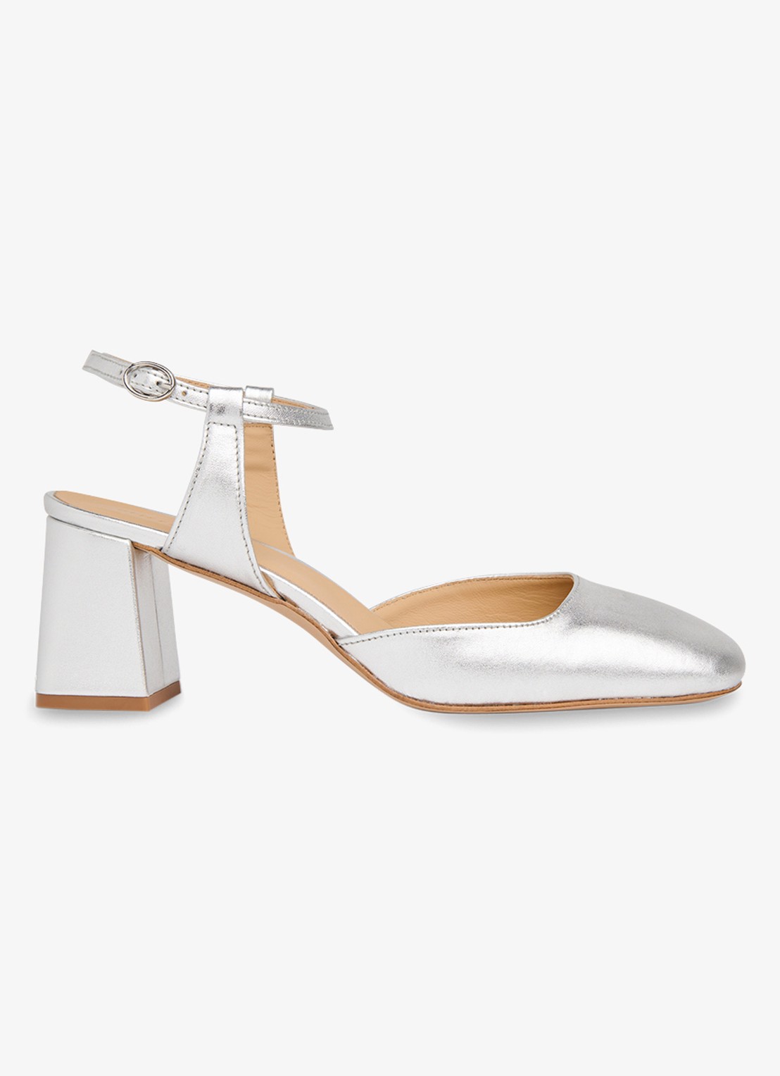 Whistles Matilda slingback van geitenleer - voorkant zilver