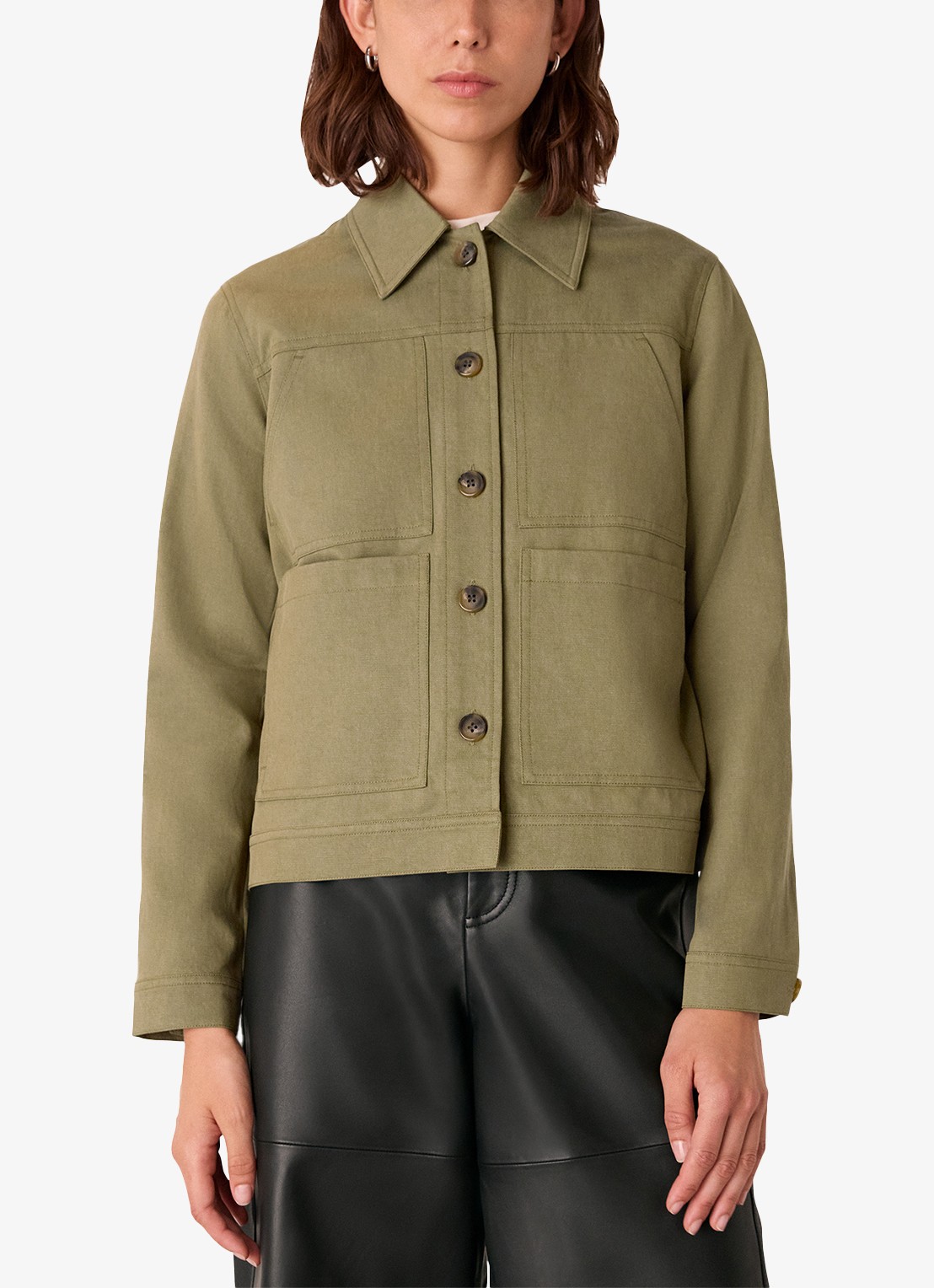 Whistles Mia jack met steekzakken - detail khaki