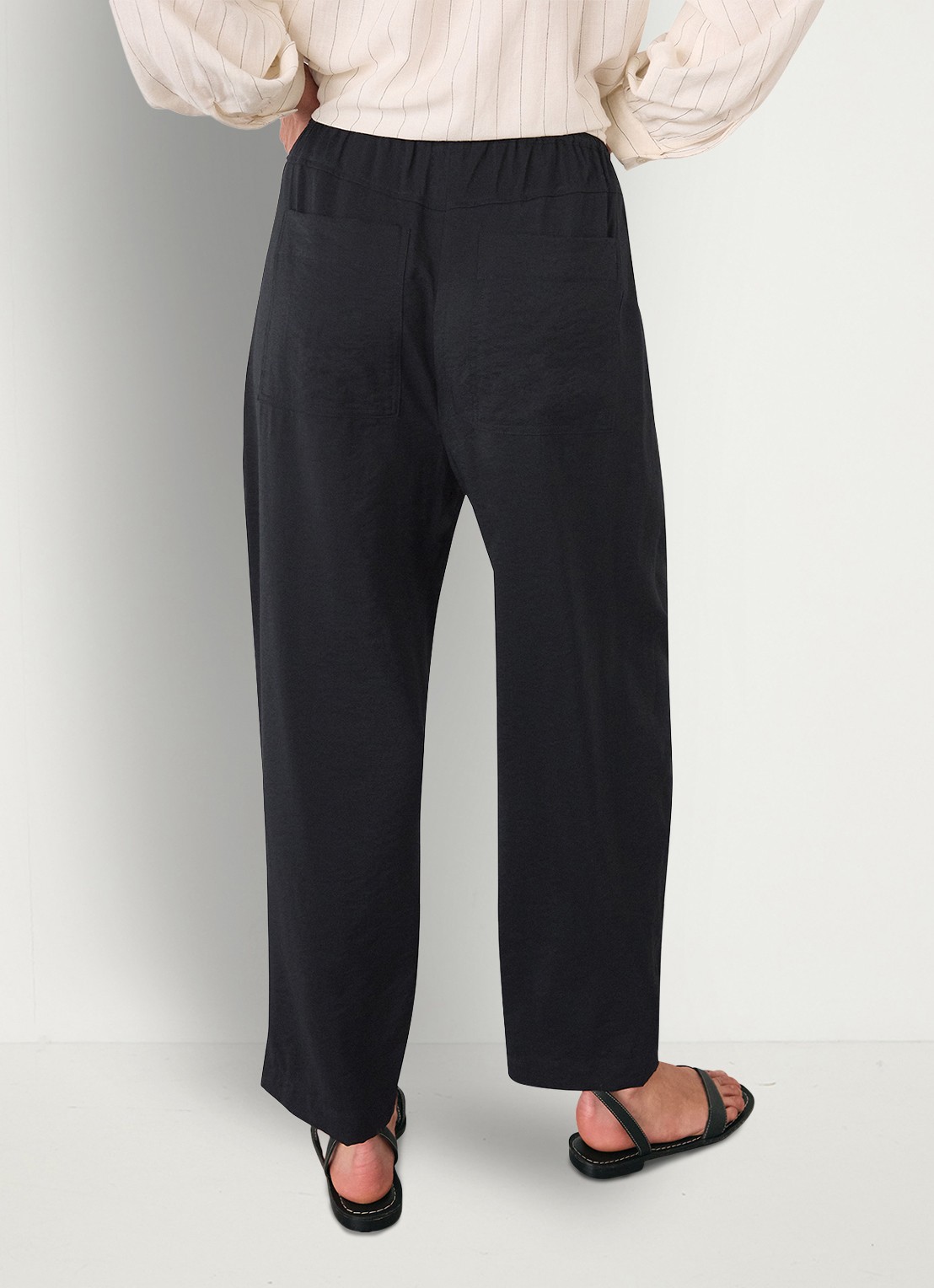 Whistles Mid waist regular fit broek met trekkoord - achterkant 2 zwart