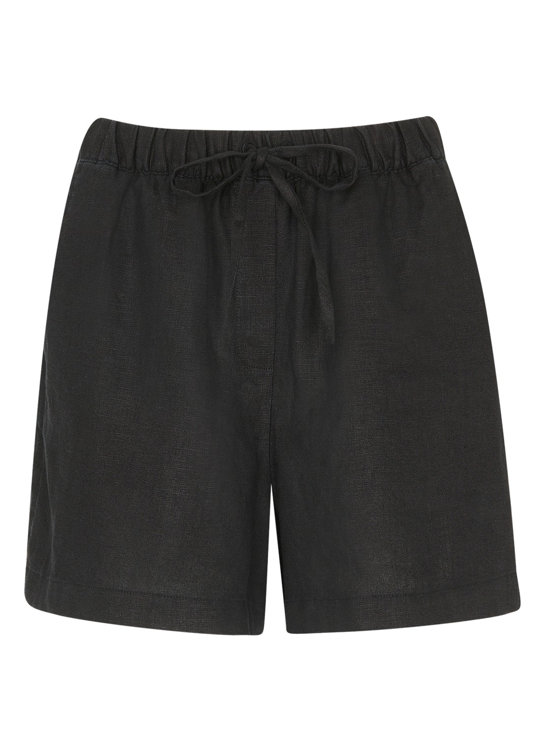 Whistles Mid waist straight fit korte broek van linnen - voorkant zwart