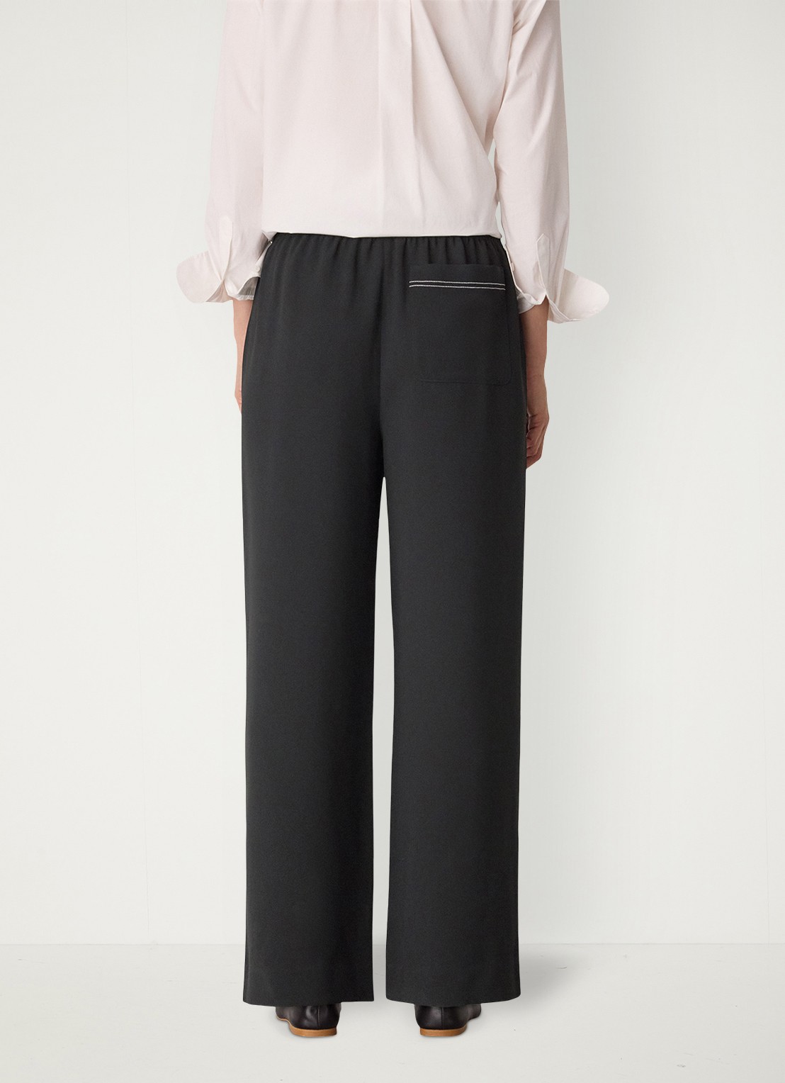 Whistles Mid waist wide fit pantalon met steekzakken - achterkant zwart