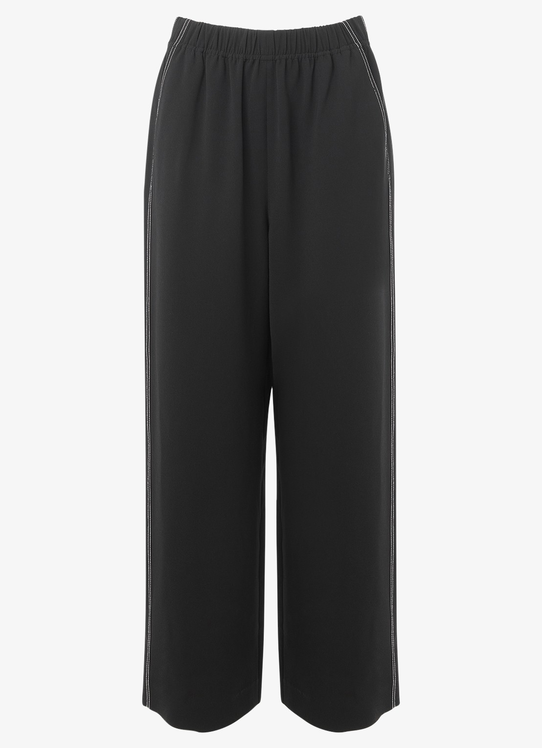 Whistles Mid waist wide fit pantalon met steekzakken - voorkant 3 zwart