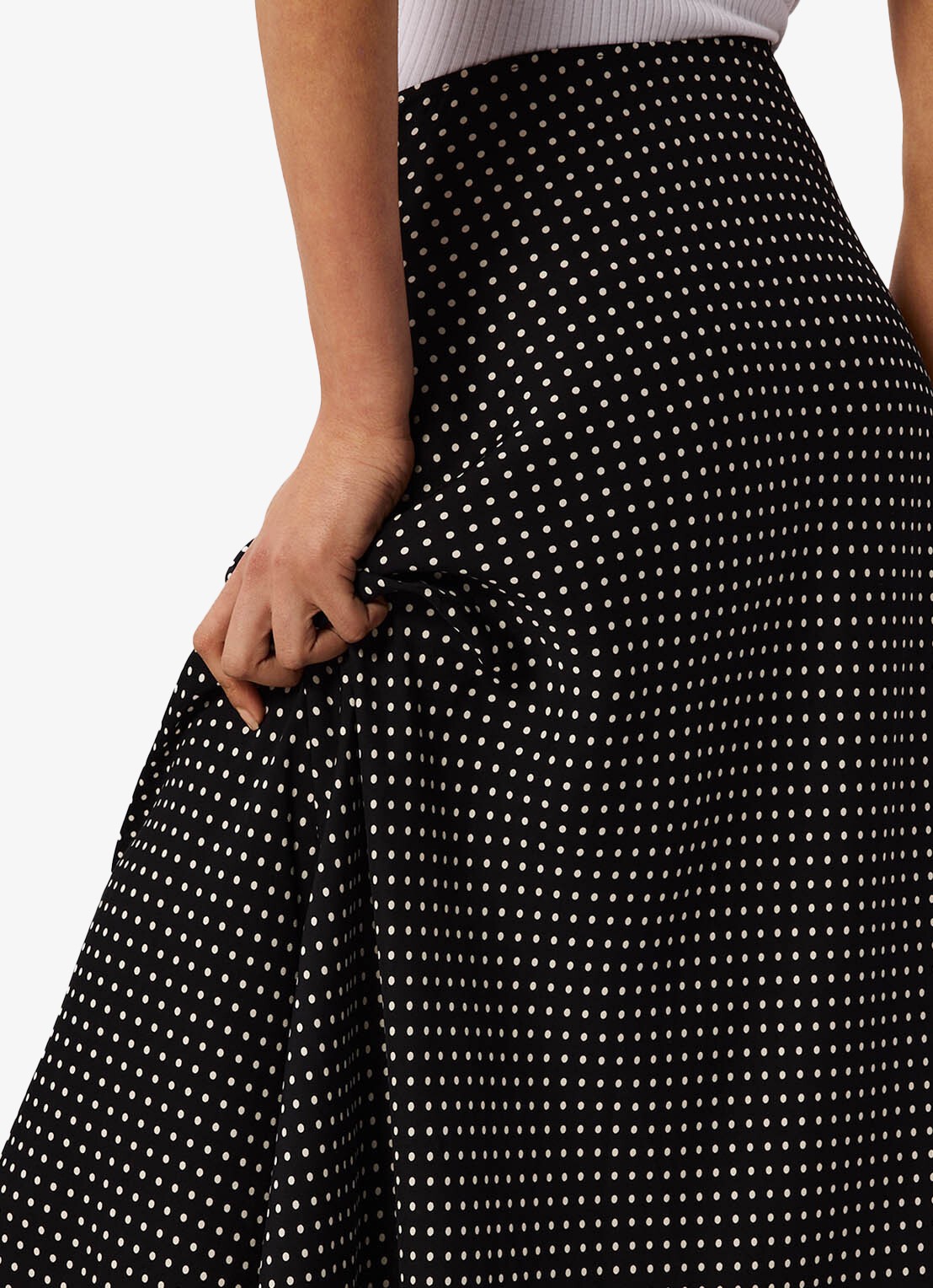 Whistles Midi A-lijn rok met stippenprint - detail 4 zwart