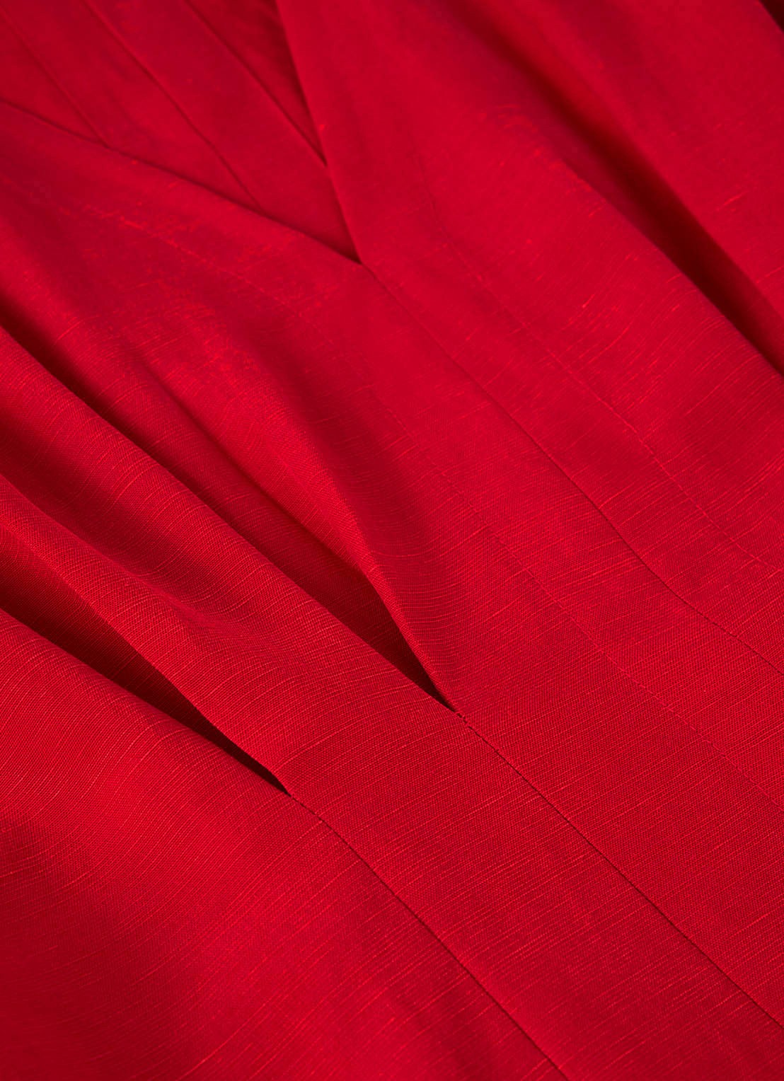 Whistles Midi jurk in linnenblend met plooien - detail 5 steenrood