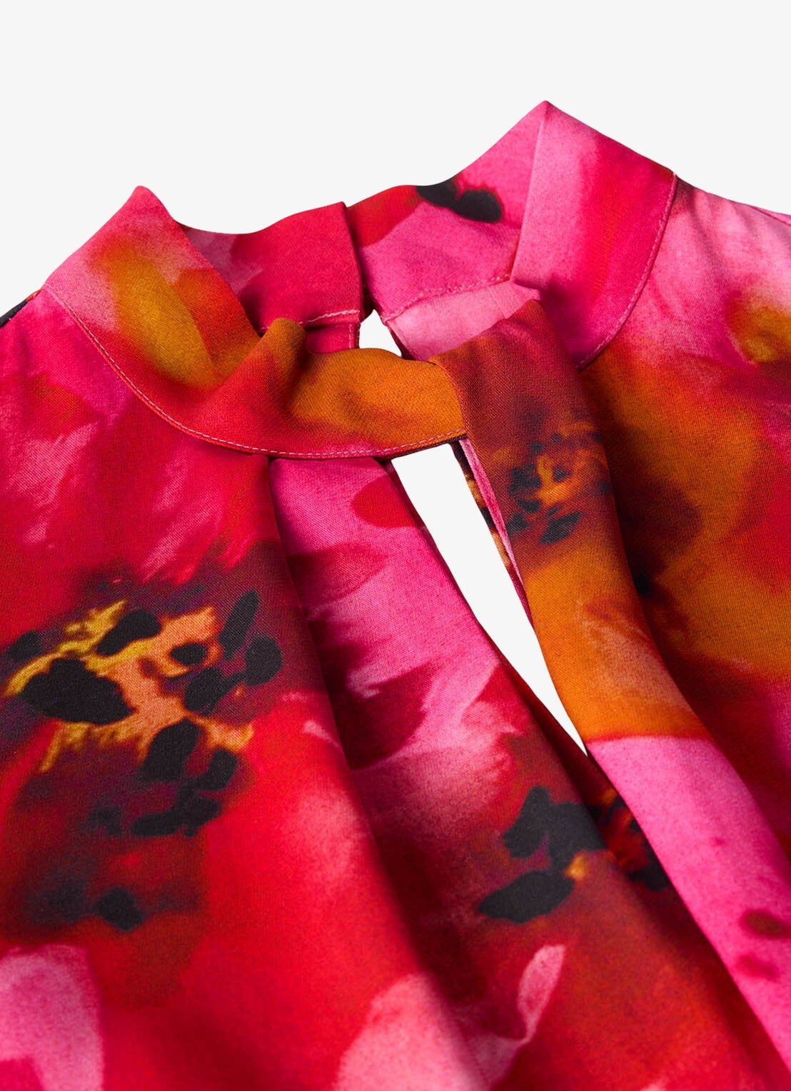 Whistles Midi jurk met bloemenprint - detail 3 donkerroze