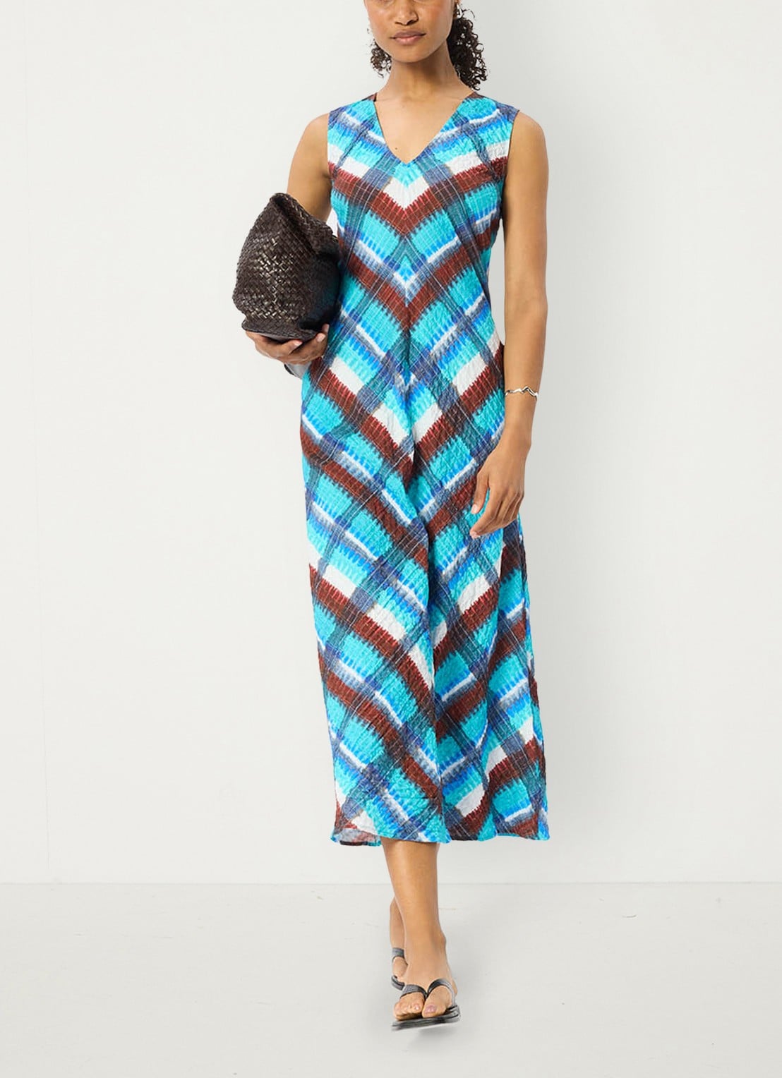 Whistles Midi jurk met grafische print - detail staalblauw