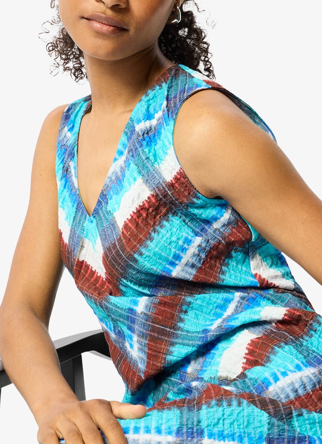 Whistles Midi jurk met grafische print - detail 2 staalblauw