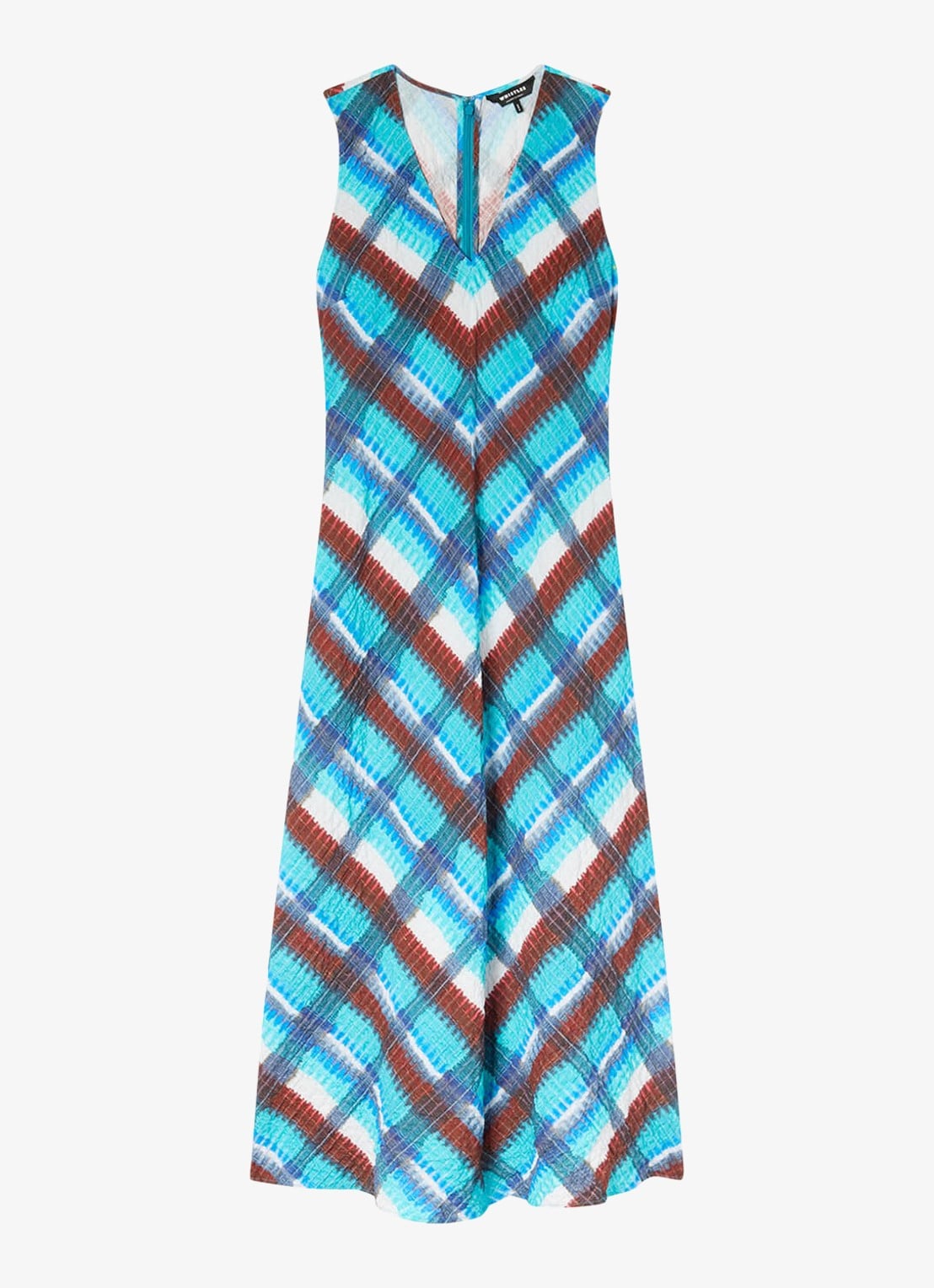 Whistles Midi jurk met grafische print - voorkant 5 staalblauw