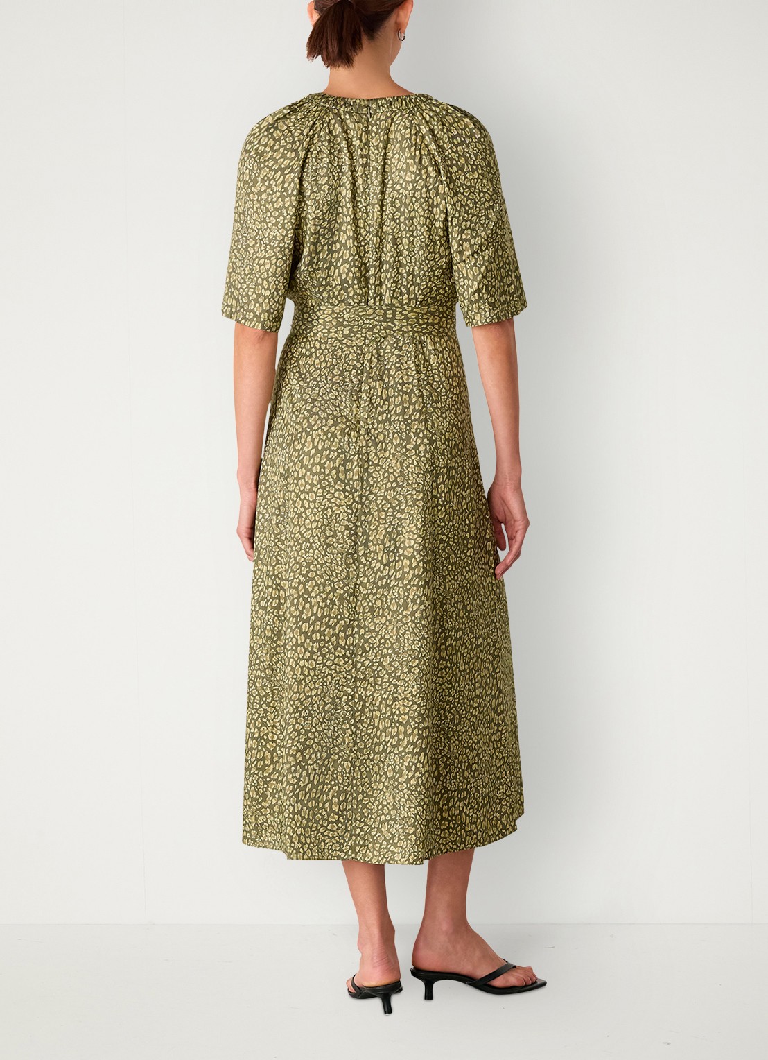 Whistles Midi jurk met luipaardprint - achterkant 3 legergroen