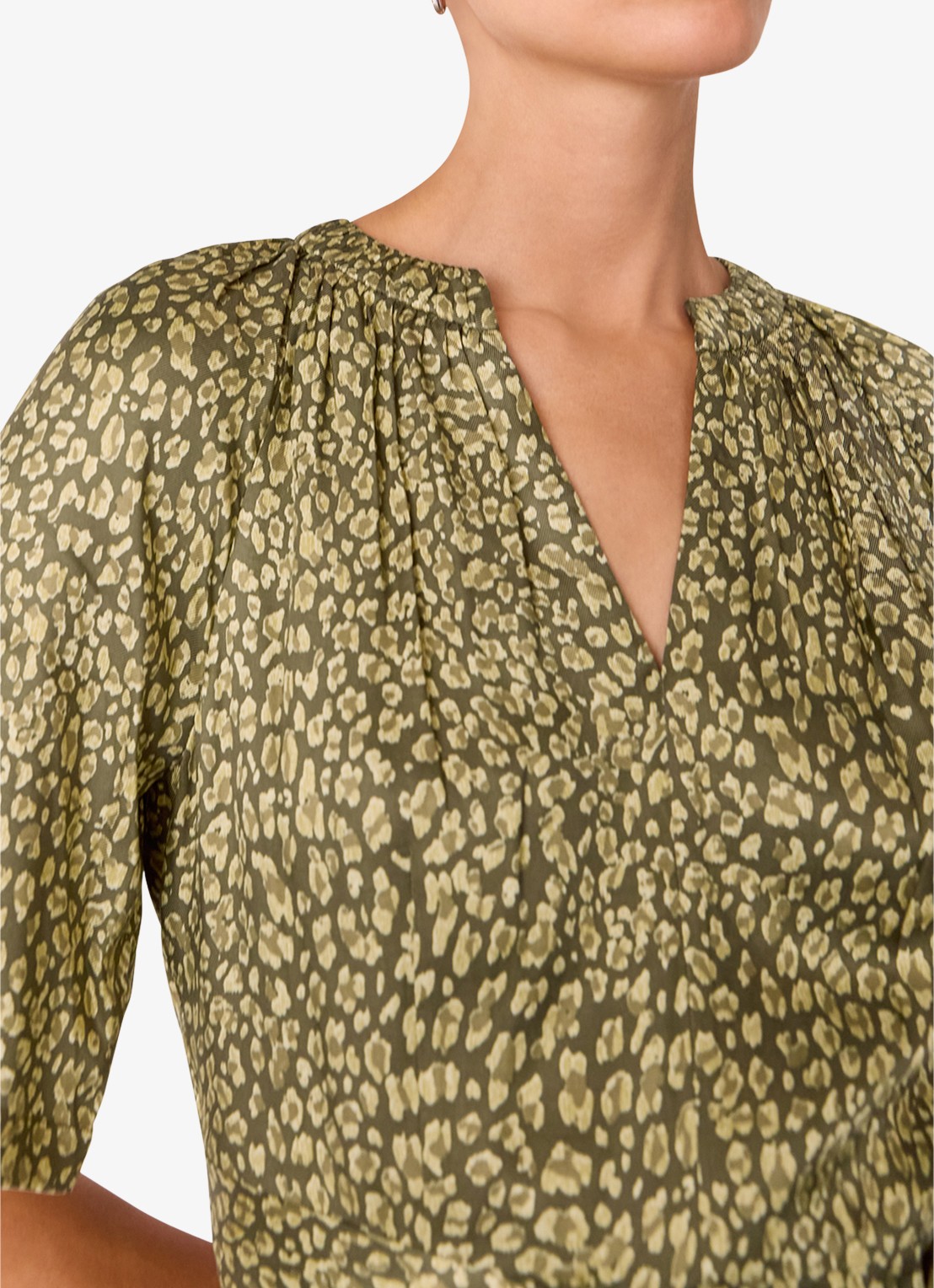 Whistles Midi jurk met luipaardprint - detail 4 legergroen